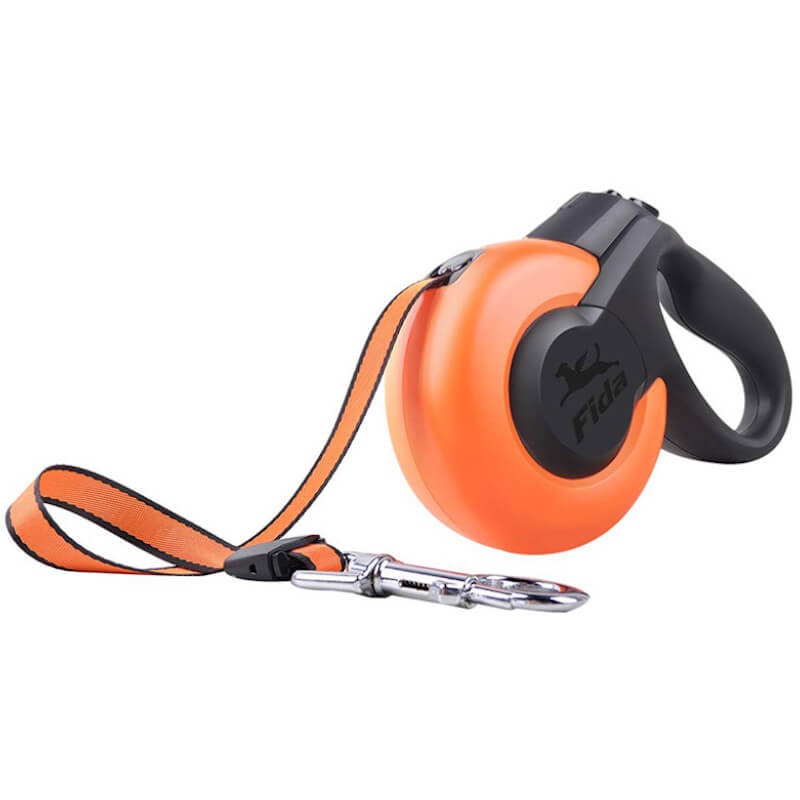 orange retractable dog leash