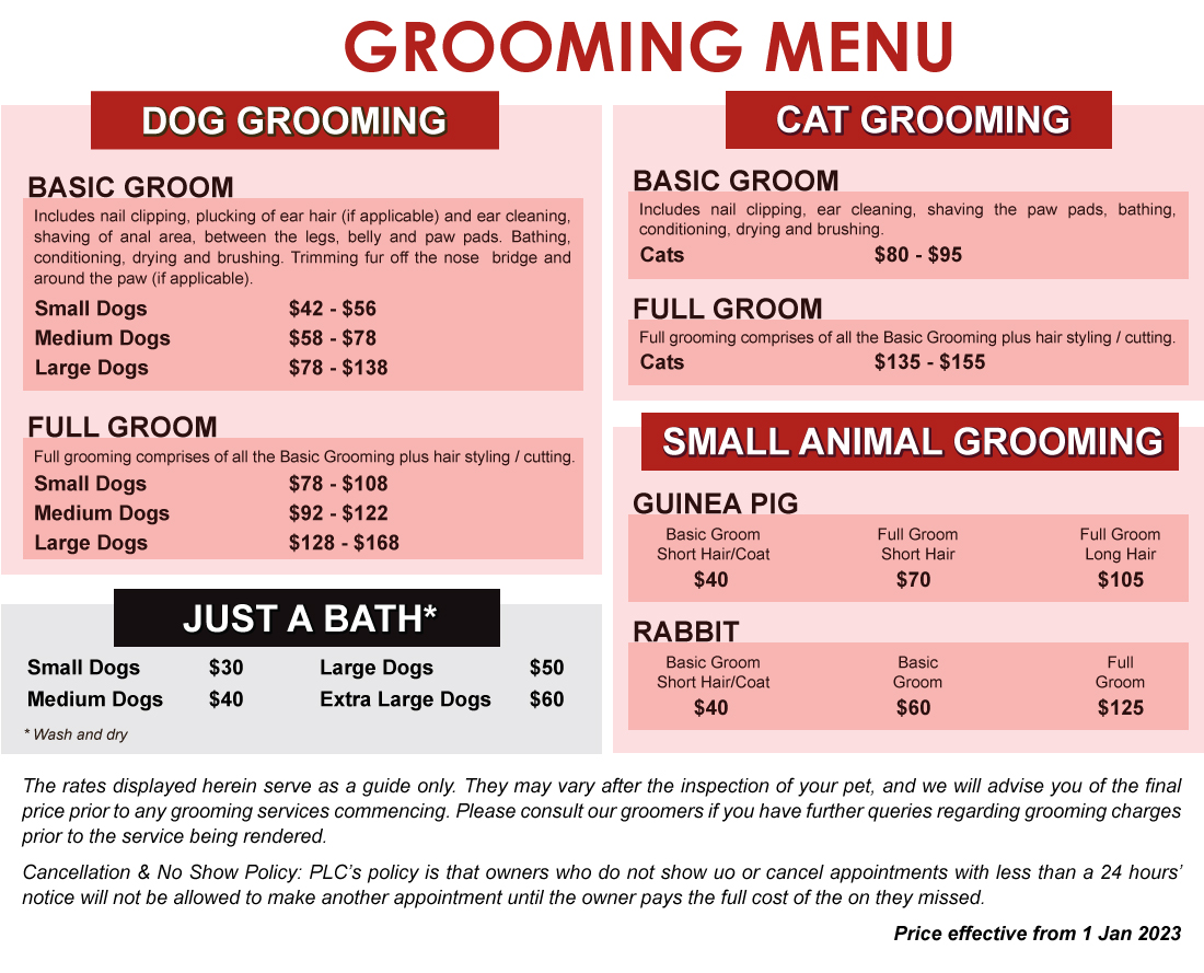 pet grooming cost near me
